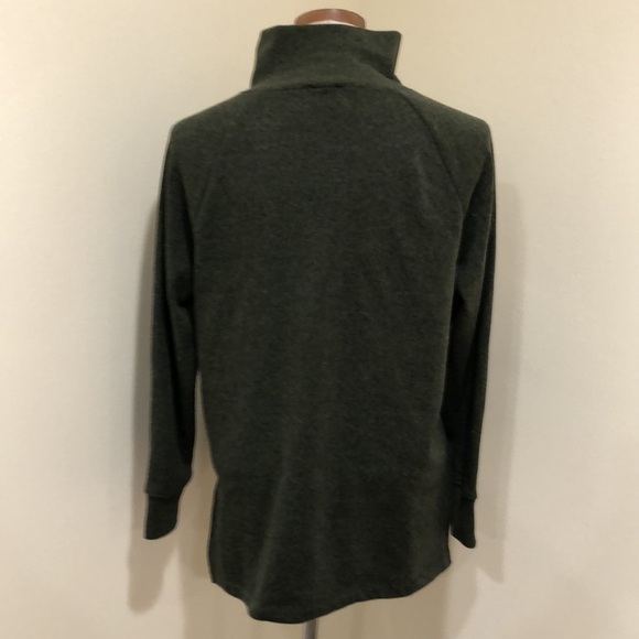 J Crew Wide Button Collar Sweatshirt Size XS Forest Green Cloudspun Fleece - Picture 5 of 11